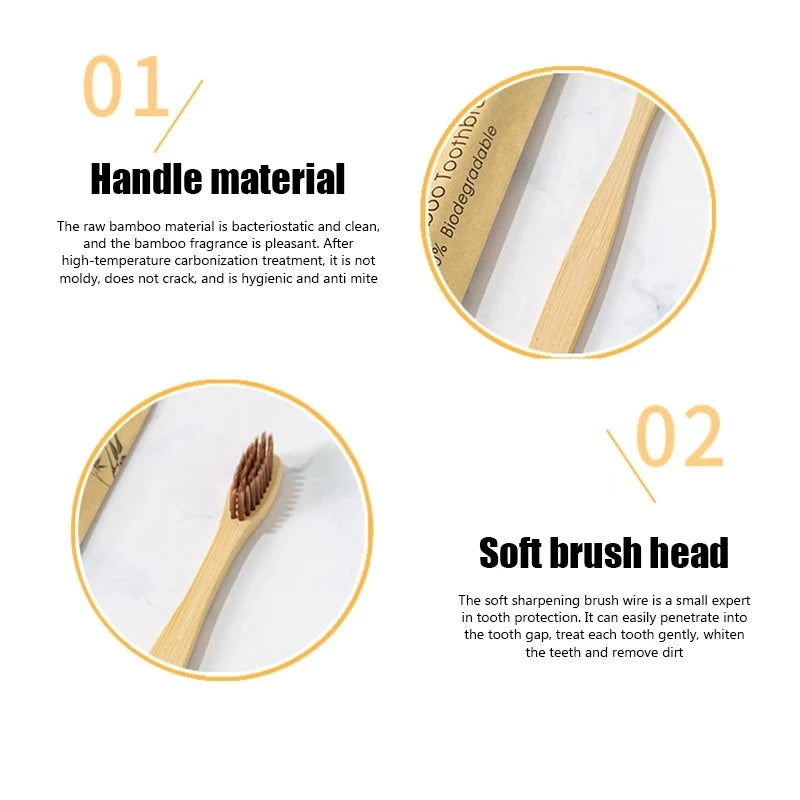 100-Pack Bamboo Toothbrushes