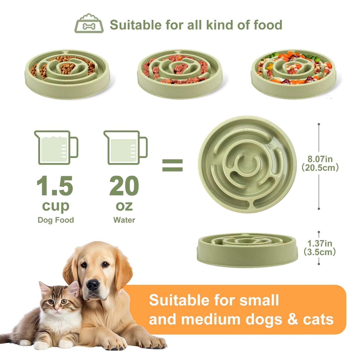 Non-Slip Anti-Gulping Pet Feeding Dish