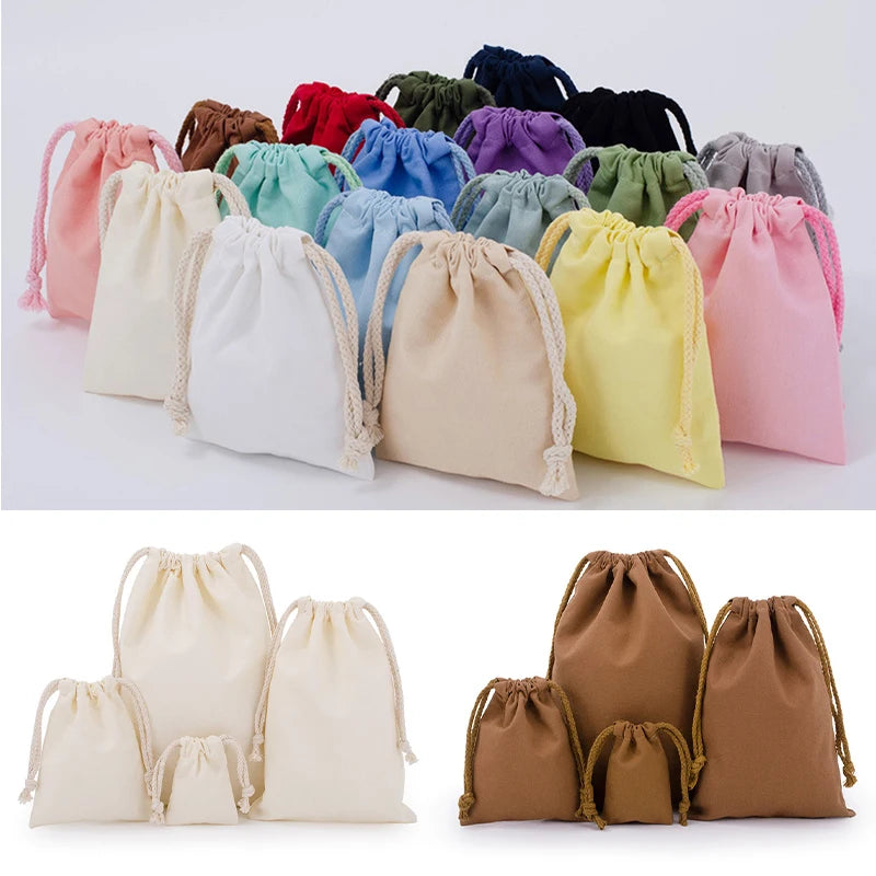 Cotton Drawstring Storage White Canvas Bags