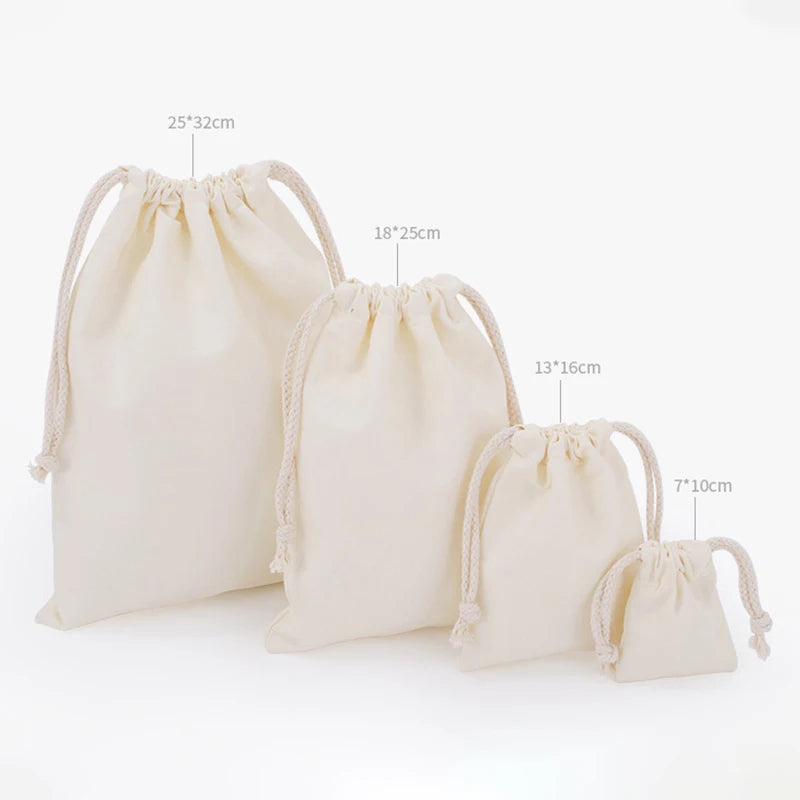 Cotton Drawstring Storage White Canvas Bags