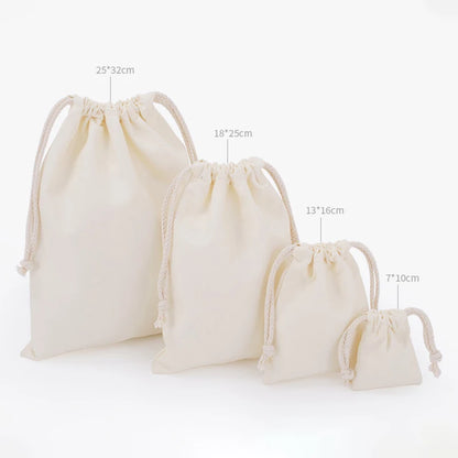 Cotton Drawstring Storage White Canvas Bags