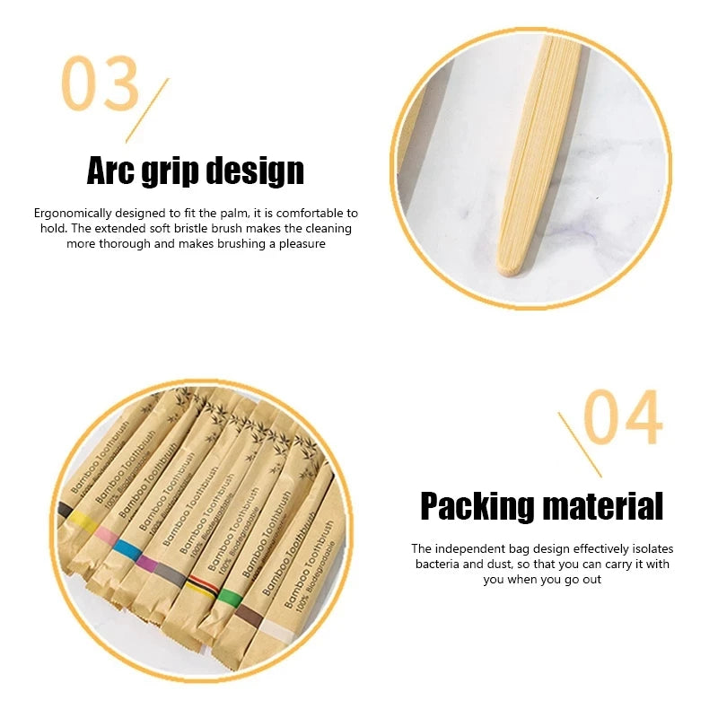 100-Pack Bamboo Toothbrushes
