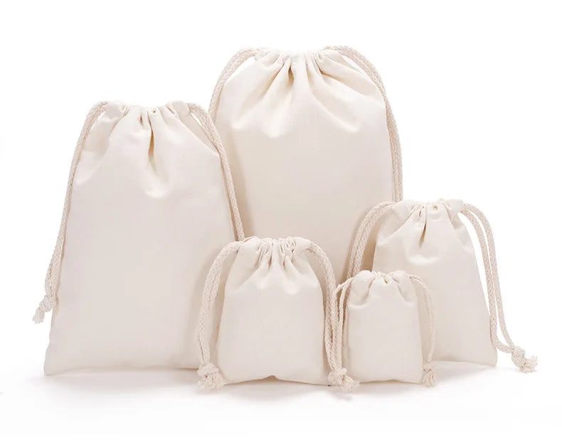 Cotton Drawstring Storage White Canvas Bags