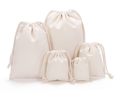 Cotton Drawstring Storage White Canvas Bags
