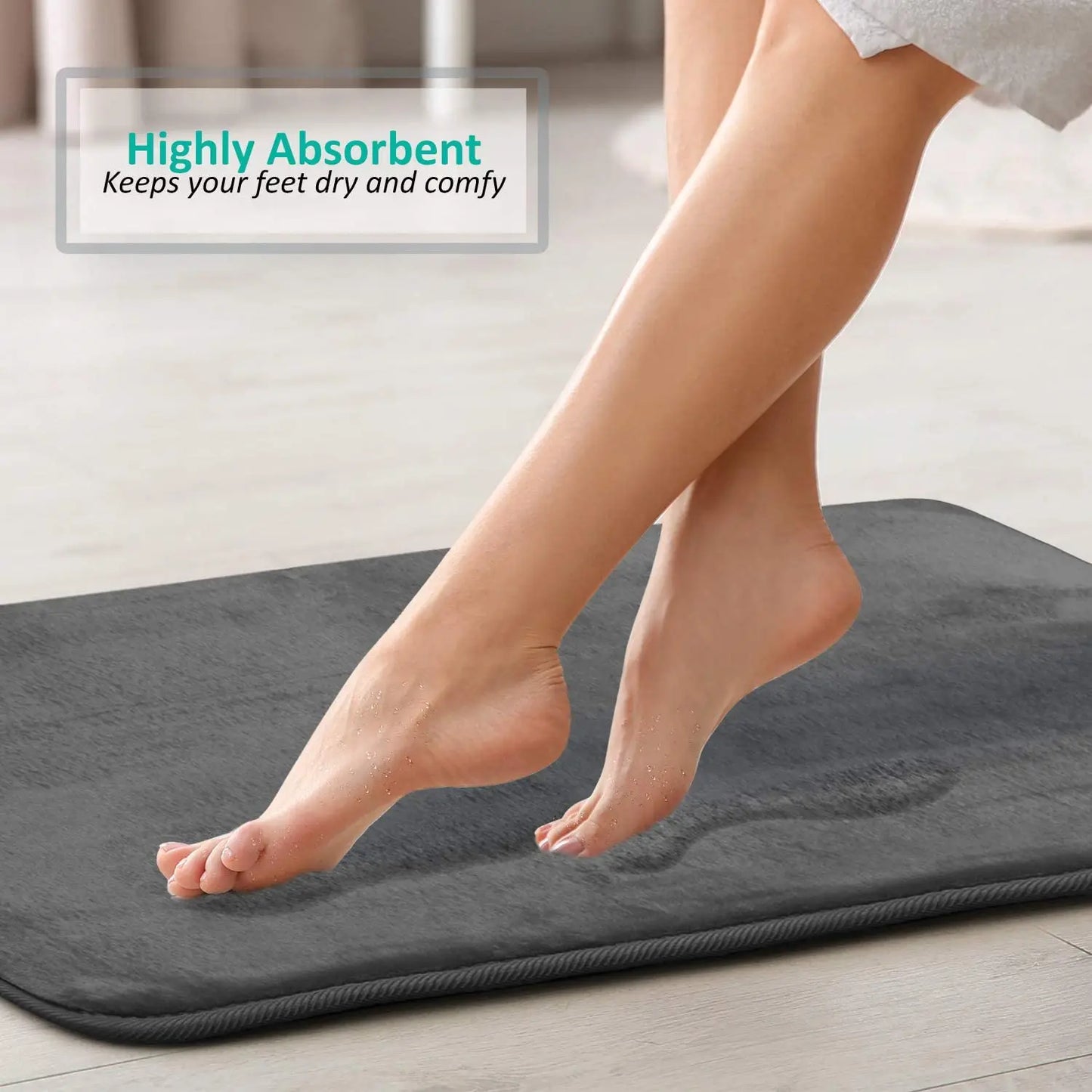 3PC Velvet Memory Foam Bathroom Rugs