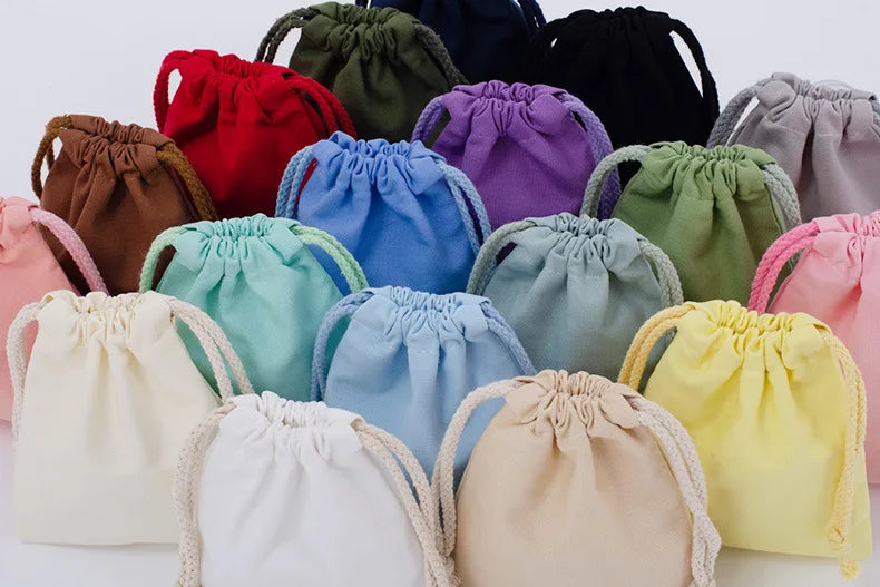 Cotton Drawstring Storage White Canvas Bags