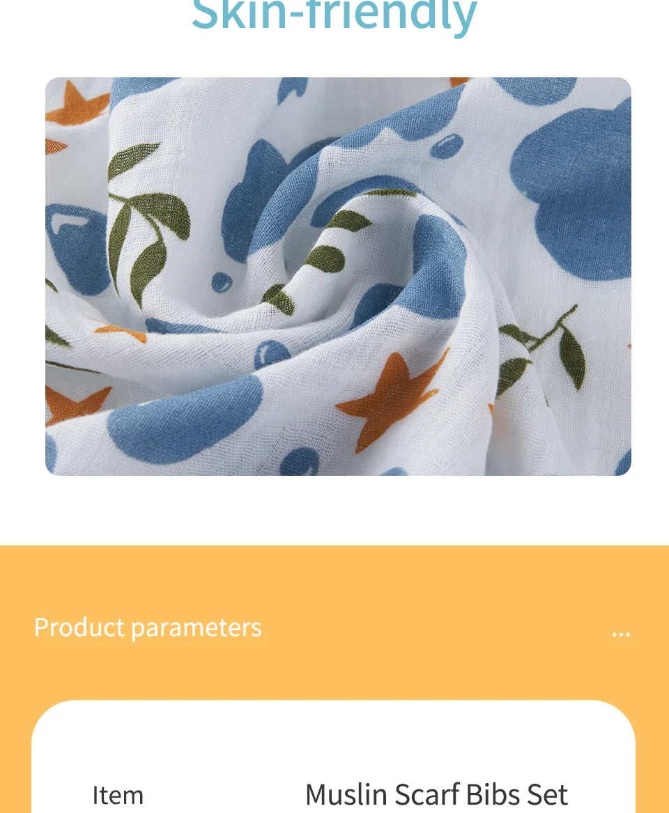 Bamboo Cotton Muslin Bibs & Burp Cloths