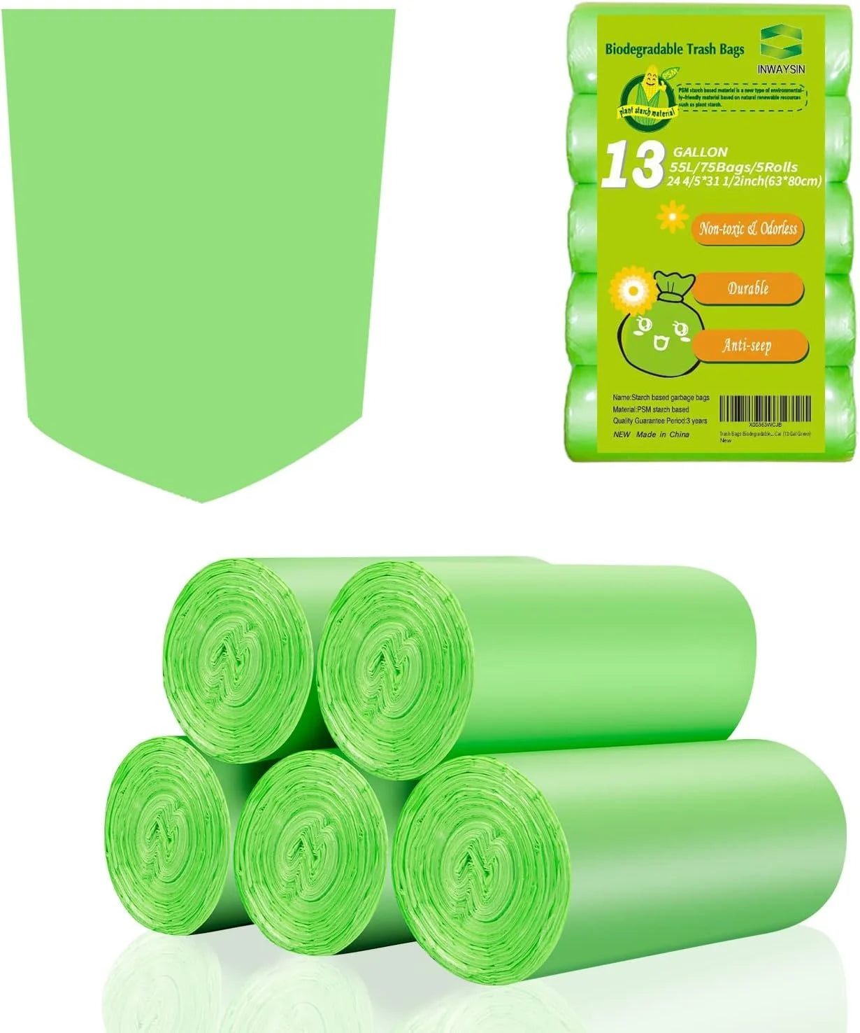 Biodegradable Small Trash Bags – 4-6 Gallon
