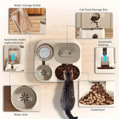 Automatic Pet Feeder Bowl with Water Fountain