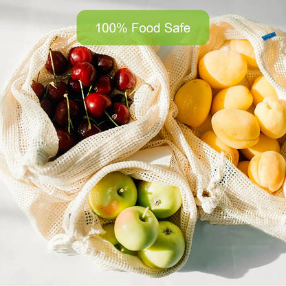 3-Pack Reusable Cotton Mesh Produce Bags