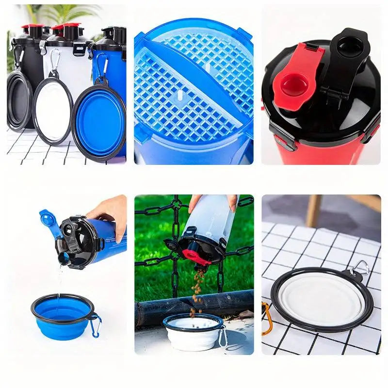 Portable Pet Water Bottle with Food Container