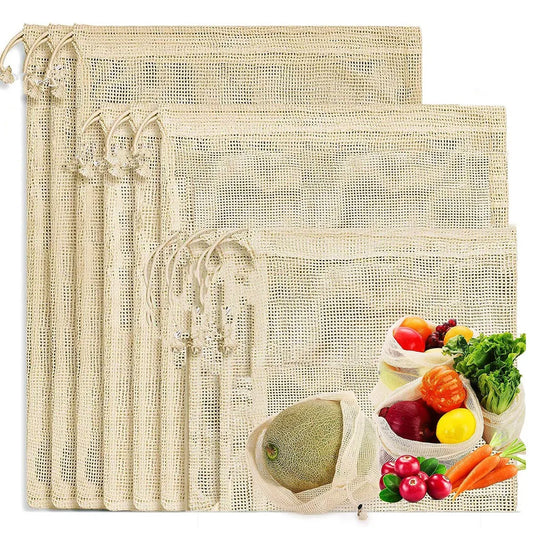 3-Pack Reusable Cotton Mesh Produce Bags