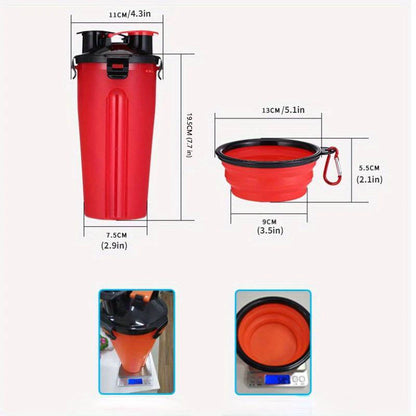 Portable Pet Water Bottle with Food Container