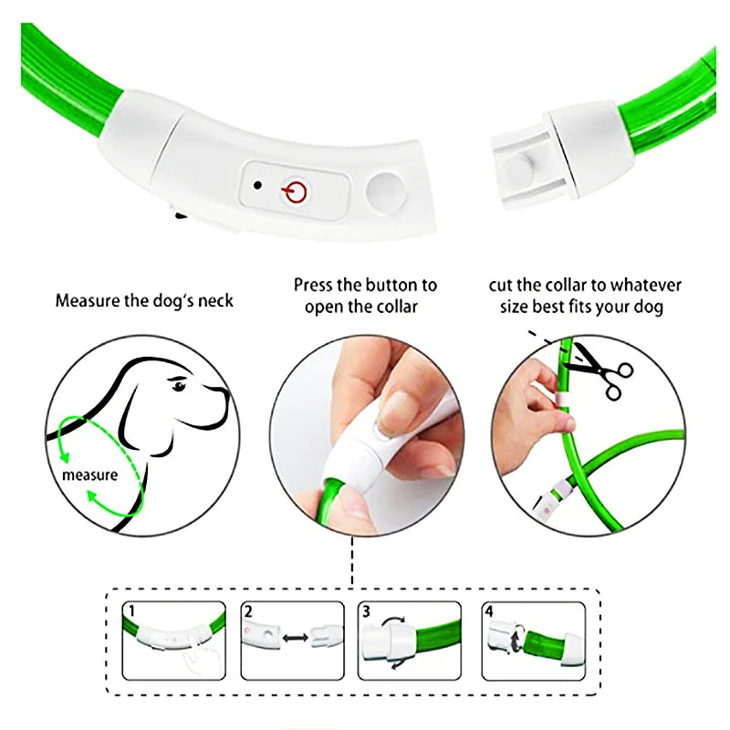 USB Rechargeable Led Glowing Collar for Pets