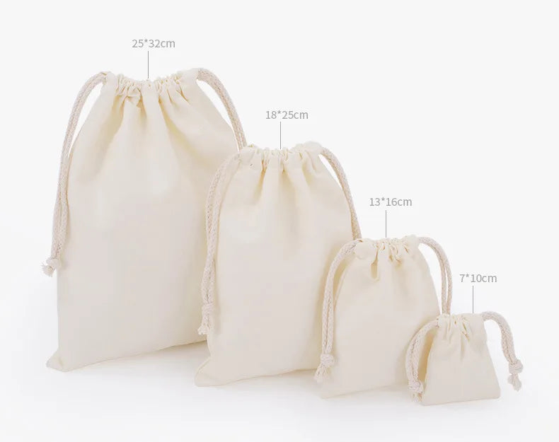 Cotton Drawstring Storage White Canvas Bags