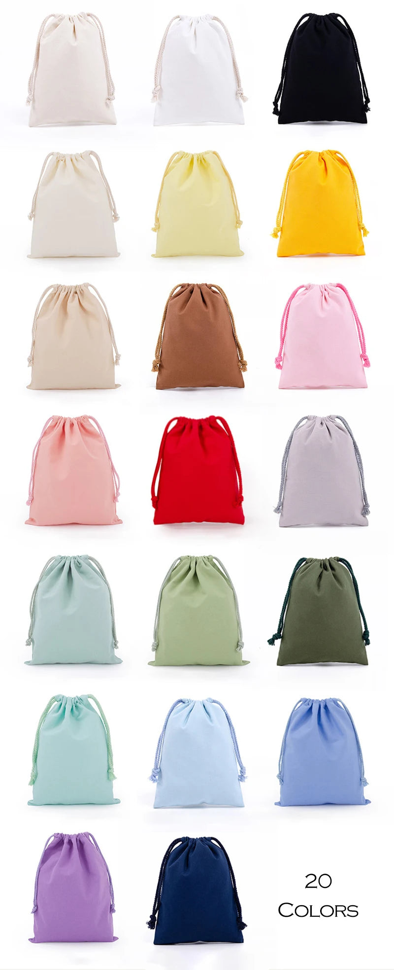 Cotton Drawstring Storage White Canvas Bags