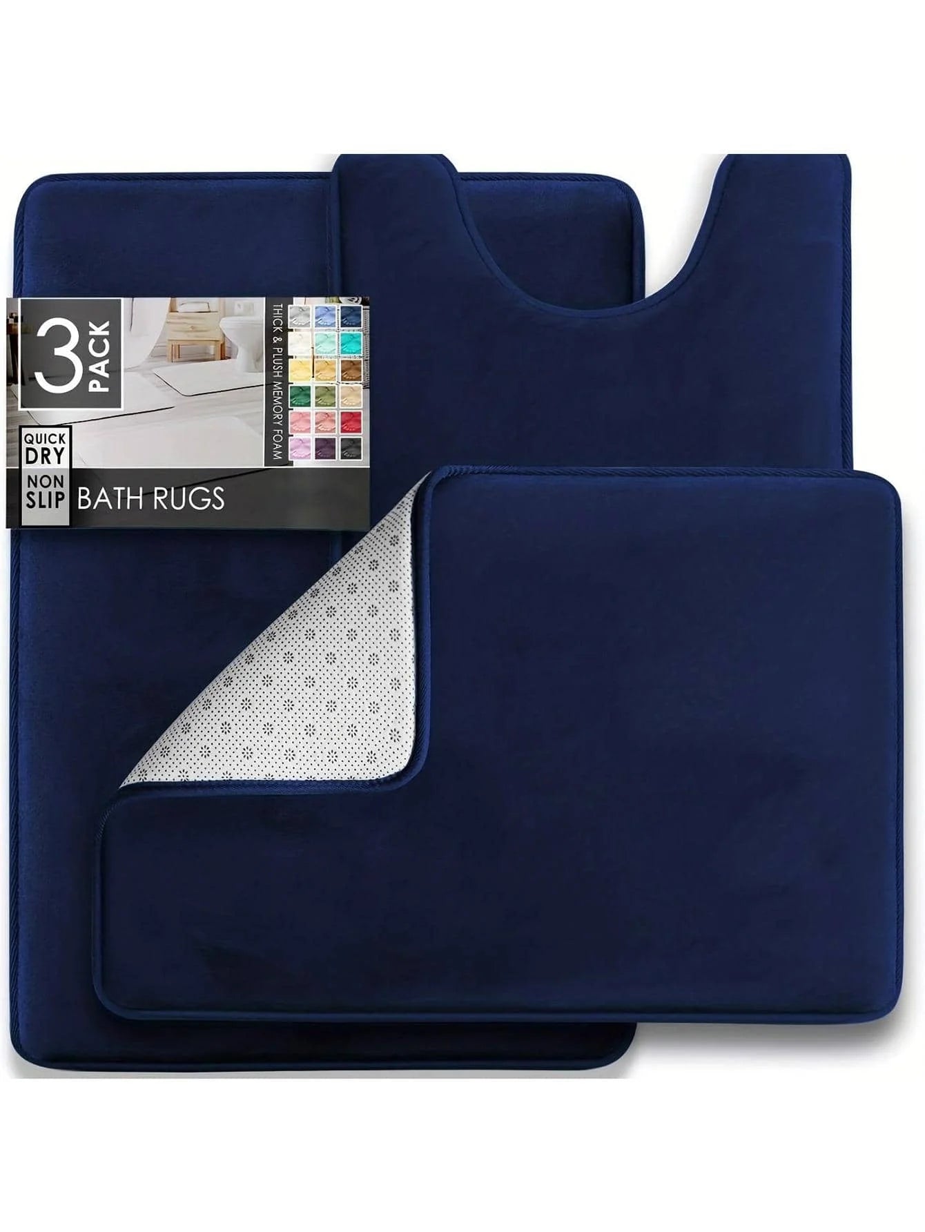 3PC Velvet Memory Foam Bathroom Rugs