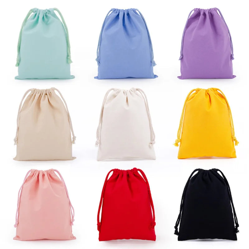 Cotton Drawstring Storage White Canvas Bags