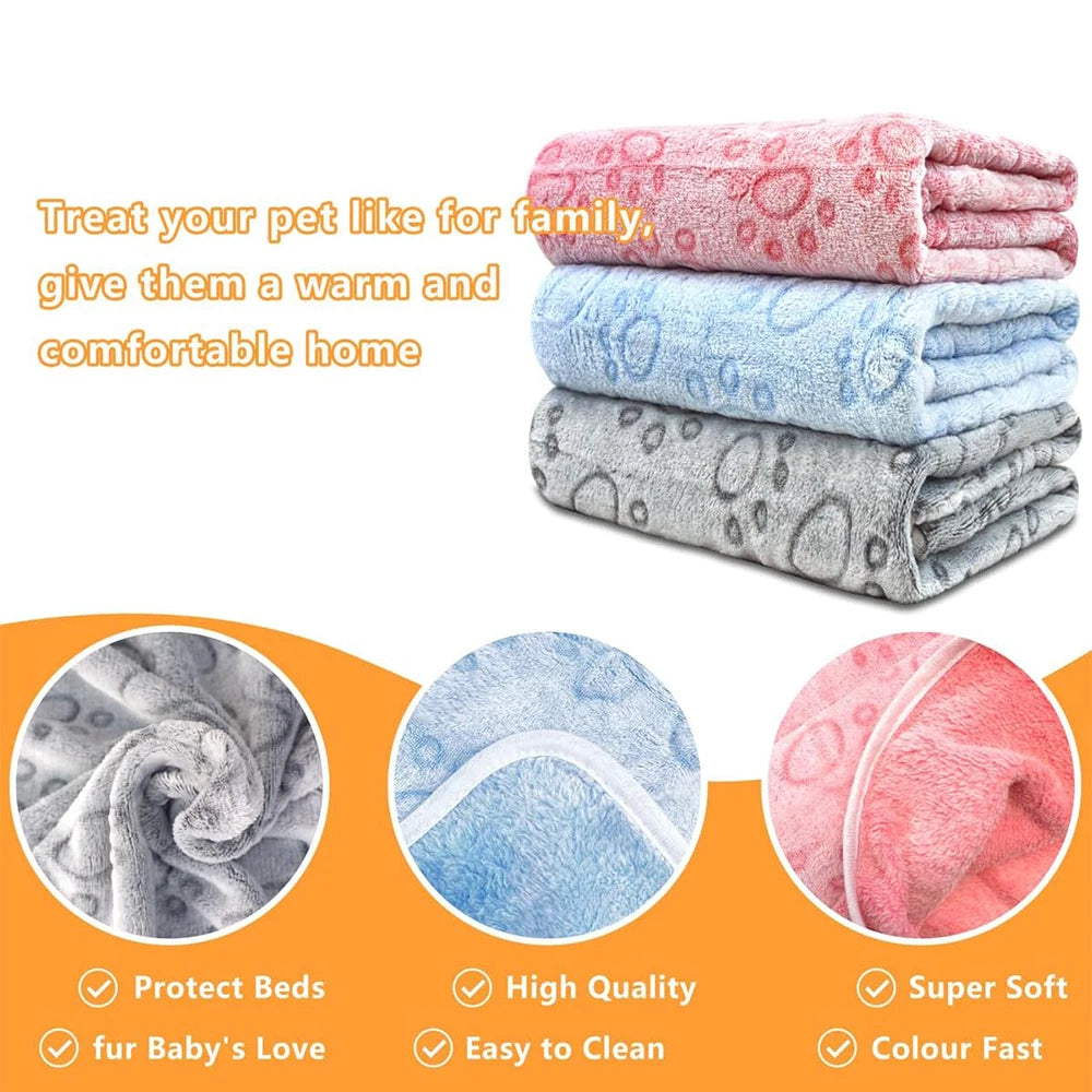 Ultra-Soft Paw Print Pet Blanket